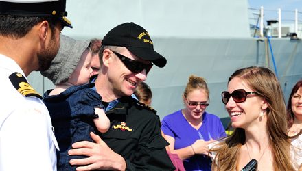 Hugs and smiles as HMCS Victoria returns