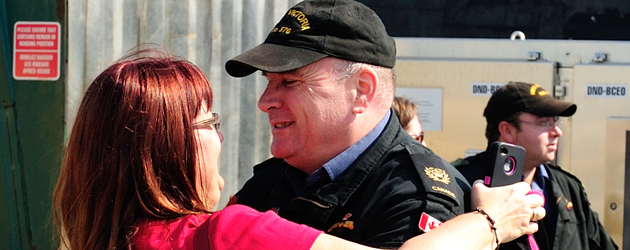 Families gather for the return of HMCS Victoria