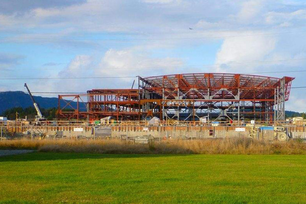 Pat Bay Helicopter hangar  construction on schedule