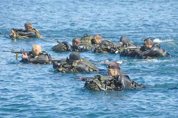Surf to sand during amphibious exercise