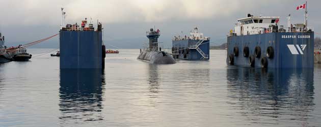 HMCS Chicoutimi back in the water