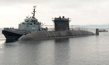 HMCS Chicoutimi on the move
