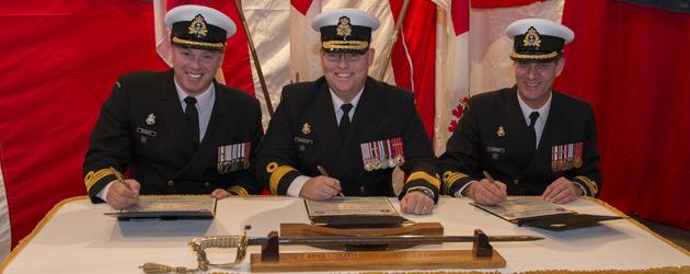 Change of Command Signing Ceremony for HMCS PROTECTEUR
