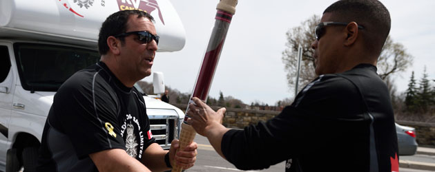 Soldier On relay – baton pass