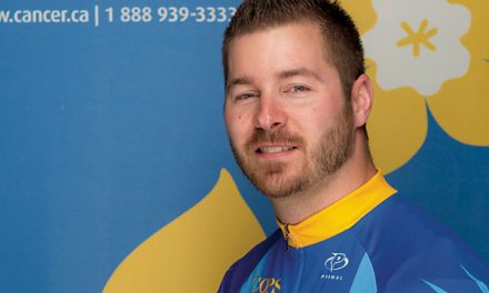 Military Police Officer spins for cancer