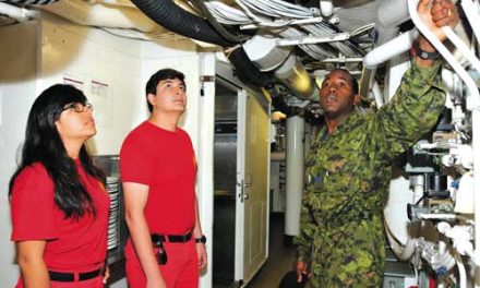 Peruvian firefighters tour HMCS Calgary