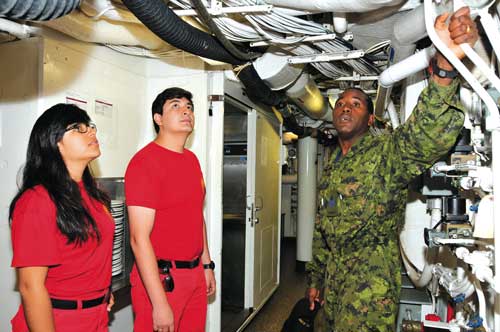 Peruvian firefighters tour HMCS Calgary