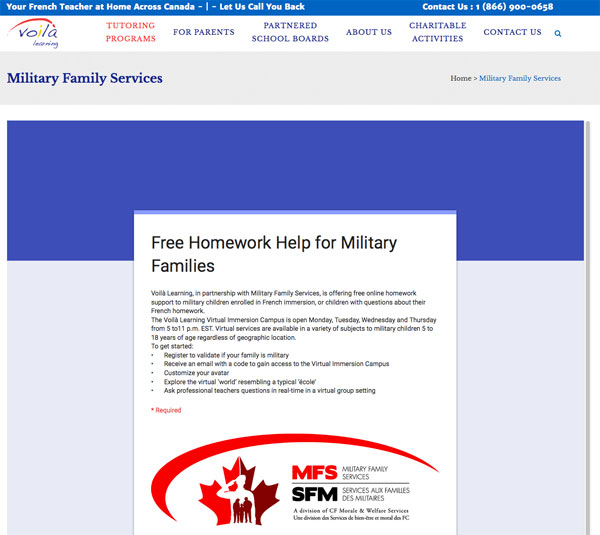 Free online french homework help for military children