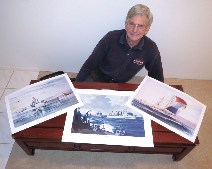 Artist John Horton displays unsigned prints of former HMCS Algonquin