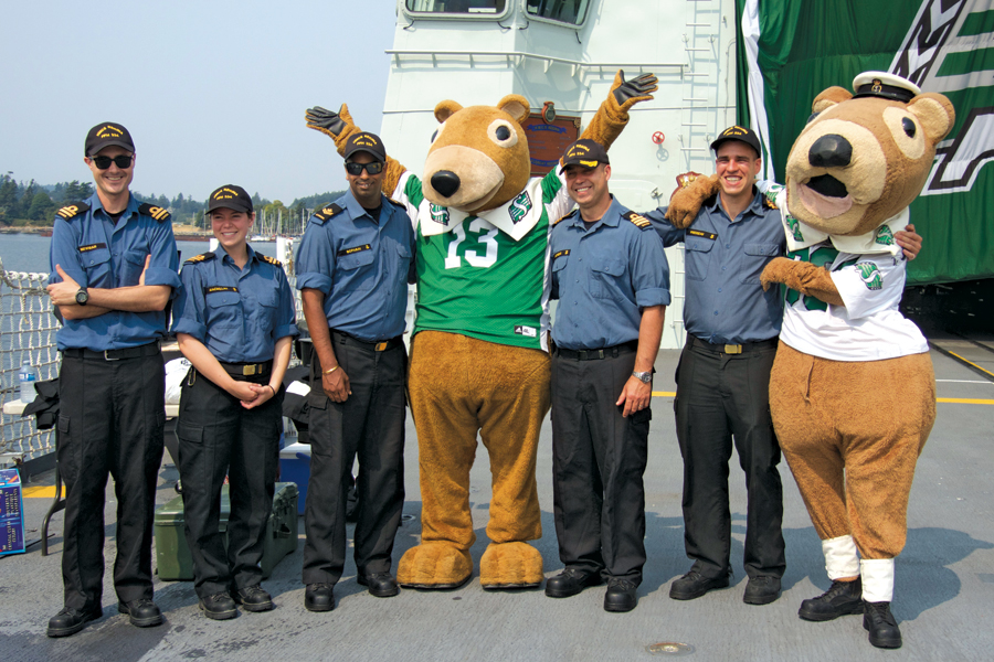 Roughrider mascot stars onboard HMCS Regina