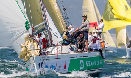 Sail boat racer competes at Hong Kong international regatta