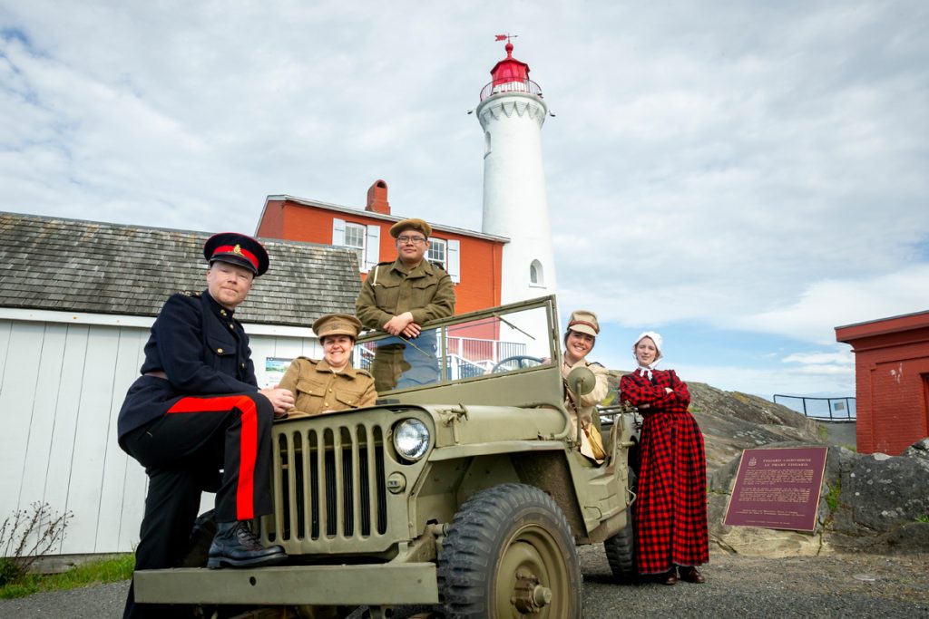 Fort Rodd Hill and Fisgard Lighthouse National Historic Sites interpreters in a 1942 Willys Jeep