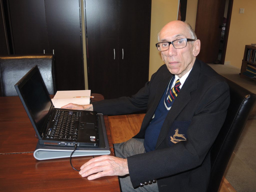 Retired Canadian Army Major Gary Del Vallano works on a project for Royal United Services Institute Vancouver Island (RUSI-VI) at his home in Victoria. Del Vllano