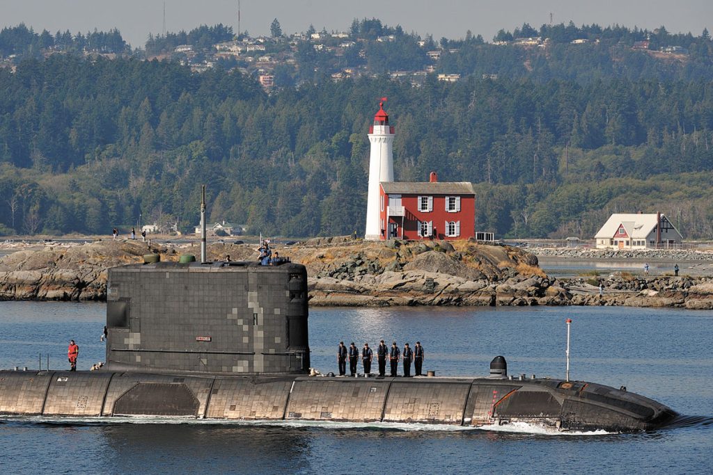 HMCS Victoria near Fisgard Lighthouse. Photo by Cpl Michael Bastien