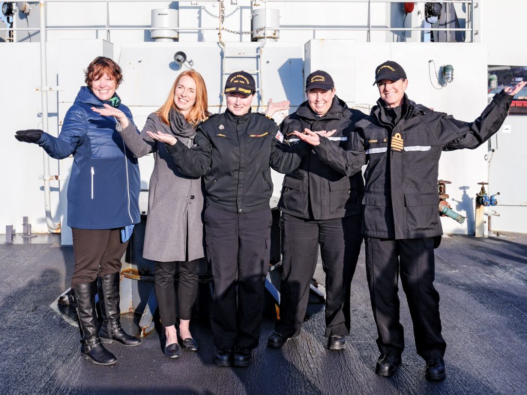Just before departing on a day sail in HMCS Edmonton as part of International Women’s Day
