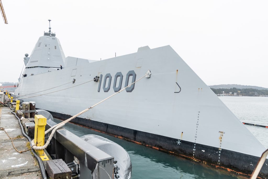 USS Zumwalt arrives in CFB Esquimalt. Photo by Peter Mallett