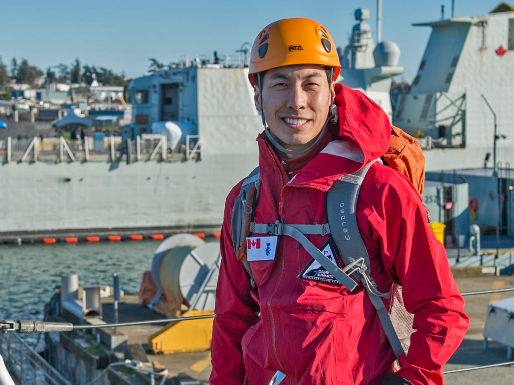 Capt Chris Dare poses in his climbing gear.