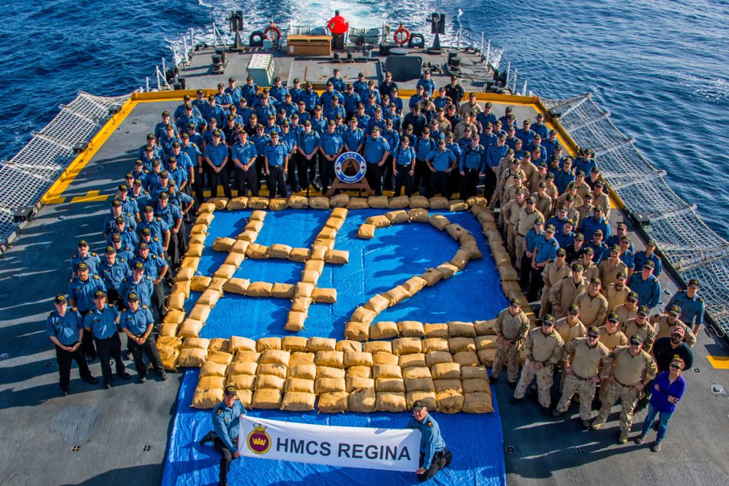 HMCS Regina’s crew poses with over 3