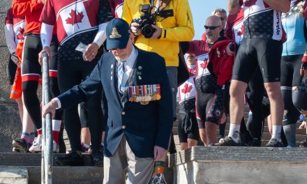 Emotional moment at Juno Beach for Battlefield cyclists