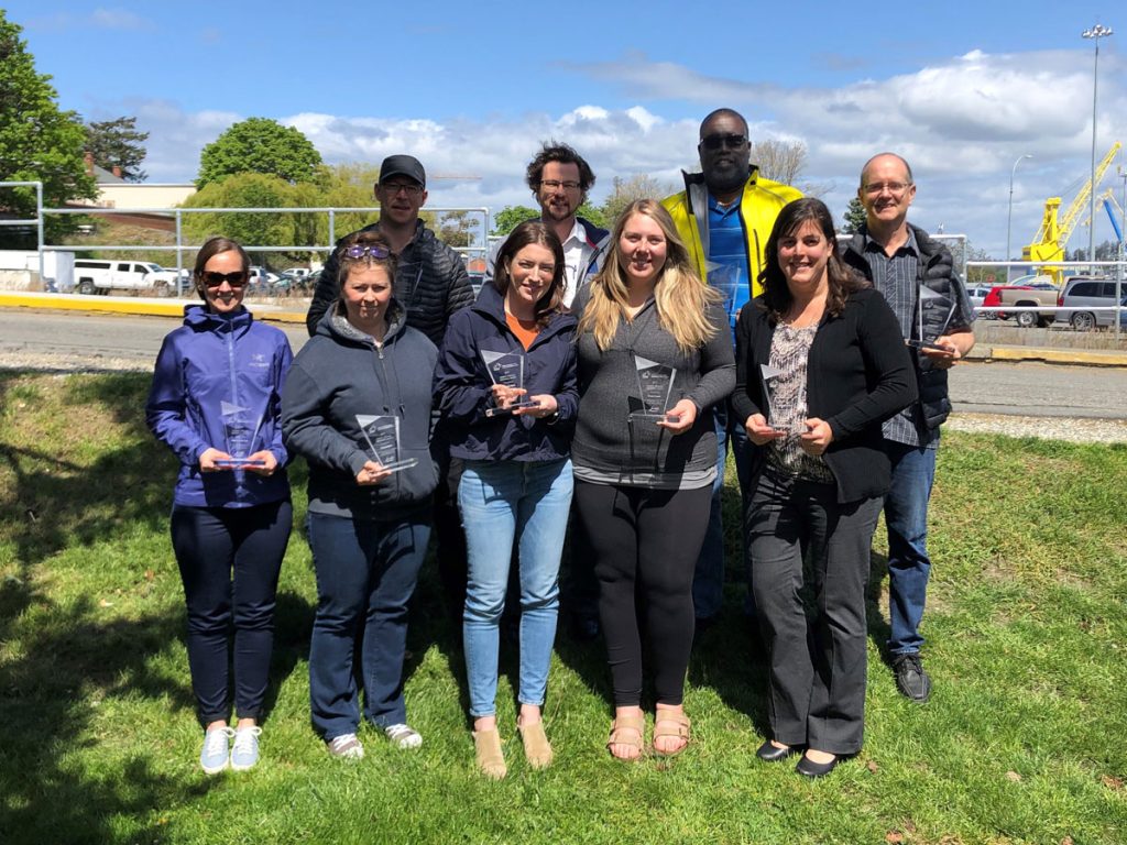 Members of Esquimalt’s Environmental Services team with their individual awards. Photo courtesy DCC