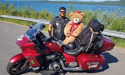 Military motorcyclists support blind fund relay