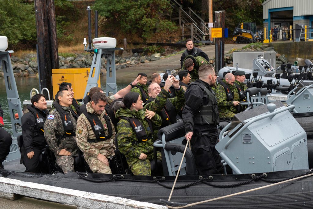 Students from CF College set off on a harbour tour in Rigid Hull Inflatable Boats. Photo by LS Mike Goluboff