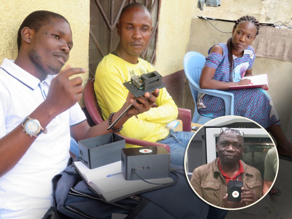 Future Lokole users have a look at the inner working of Nzola Swasisa’s invention