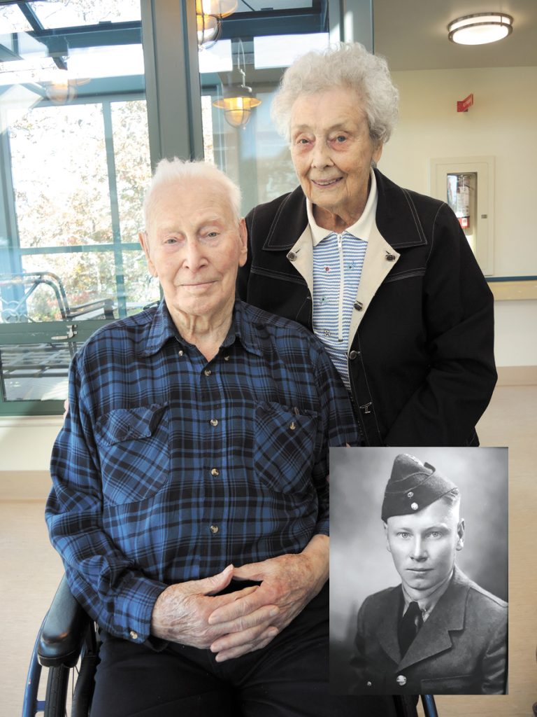 Second World War veteran William ‘Glen’ Ryder poses for a photo with his wife Velma Ryder at Veterans Memorial Lodge at Broadmead on Oct. 28