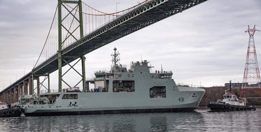 The future HMCS Margaret Brooke was successfully launched on Sunday