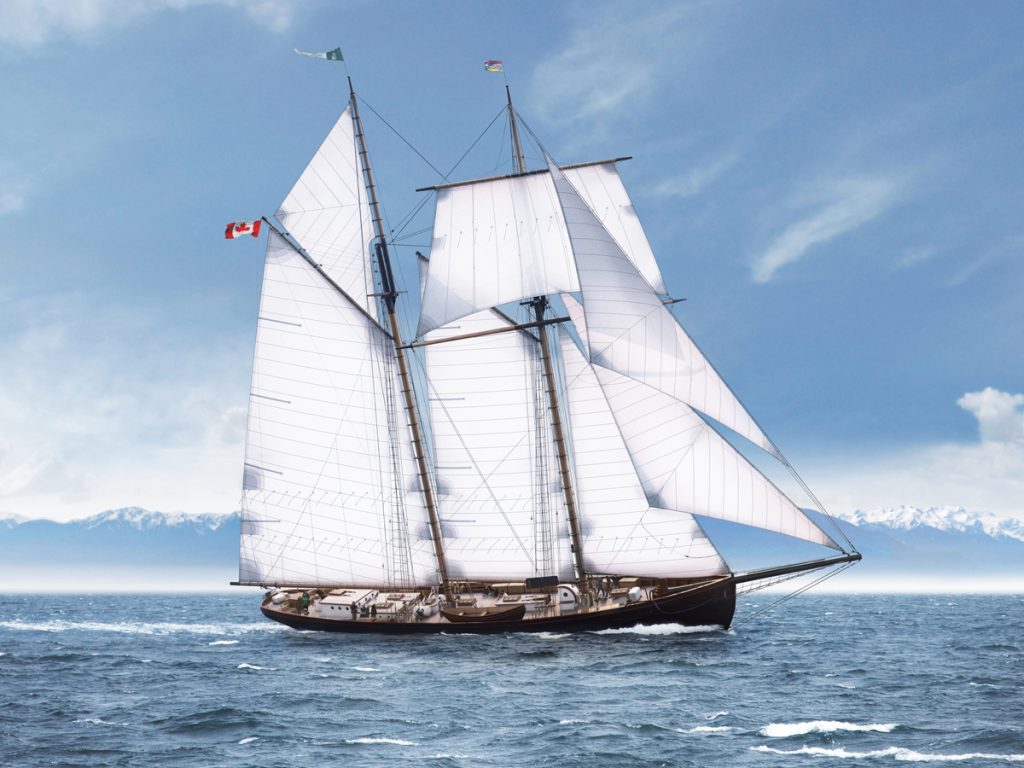 An architect’s rendering of the proposed schooner Eleanor created by Will Krzymowski. The Sail and Life Training Society (SALTS) have announced plans for construction of a third tall ship for its fleet of vessels that teach youth from across Canada sailing skills.