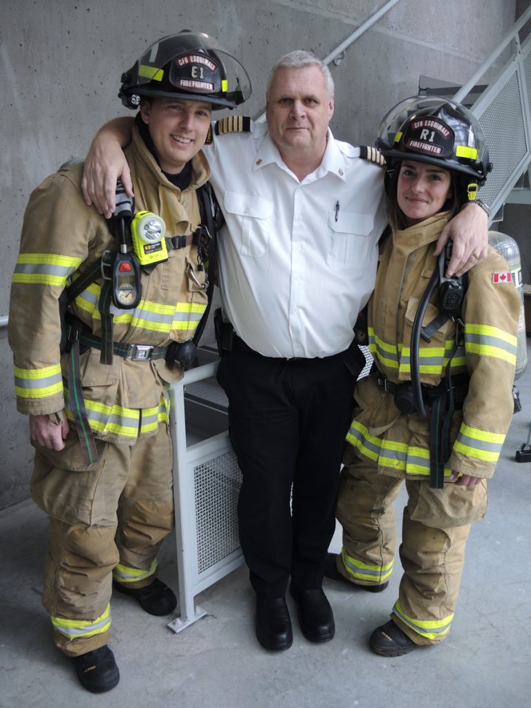 Members of CFB Esquimalt Fire and Rescue’s Climb the Wall team