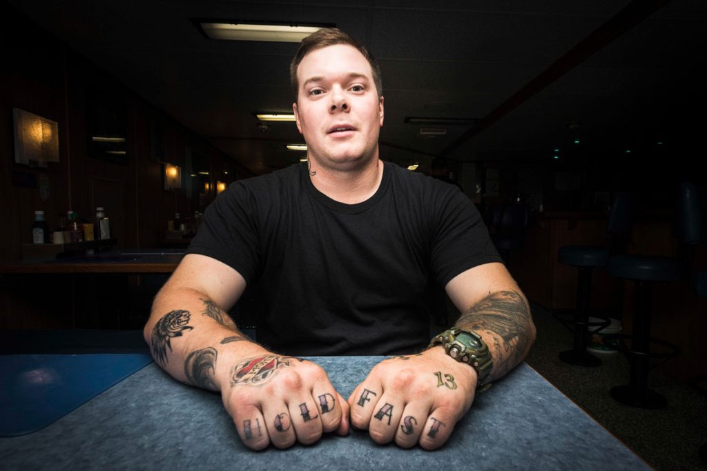 Photographer Kathryn Mussallem captured this portrait of Ordinary Seaman Dale Bouchard during a 2016 sail in HMCS Calgary.