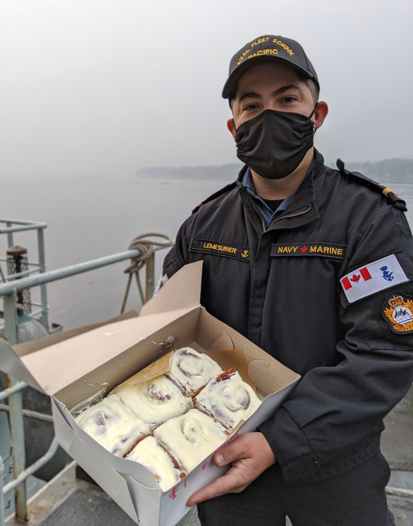 A/SLt LeMesurier with the goods following Operation Sticky Bun.