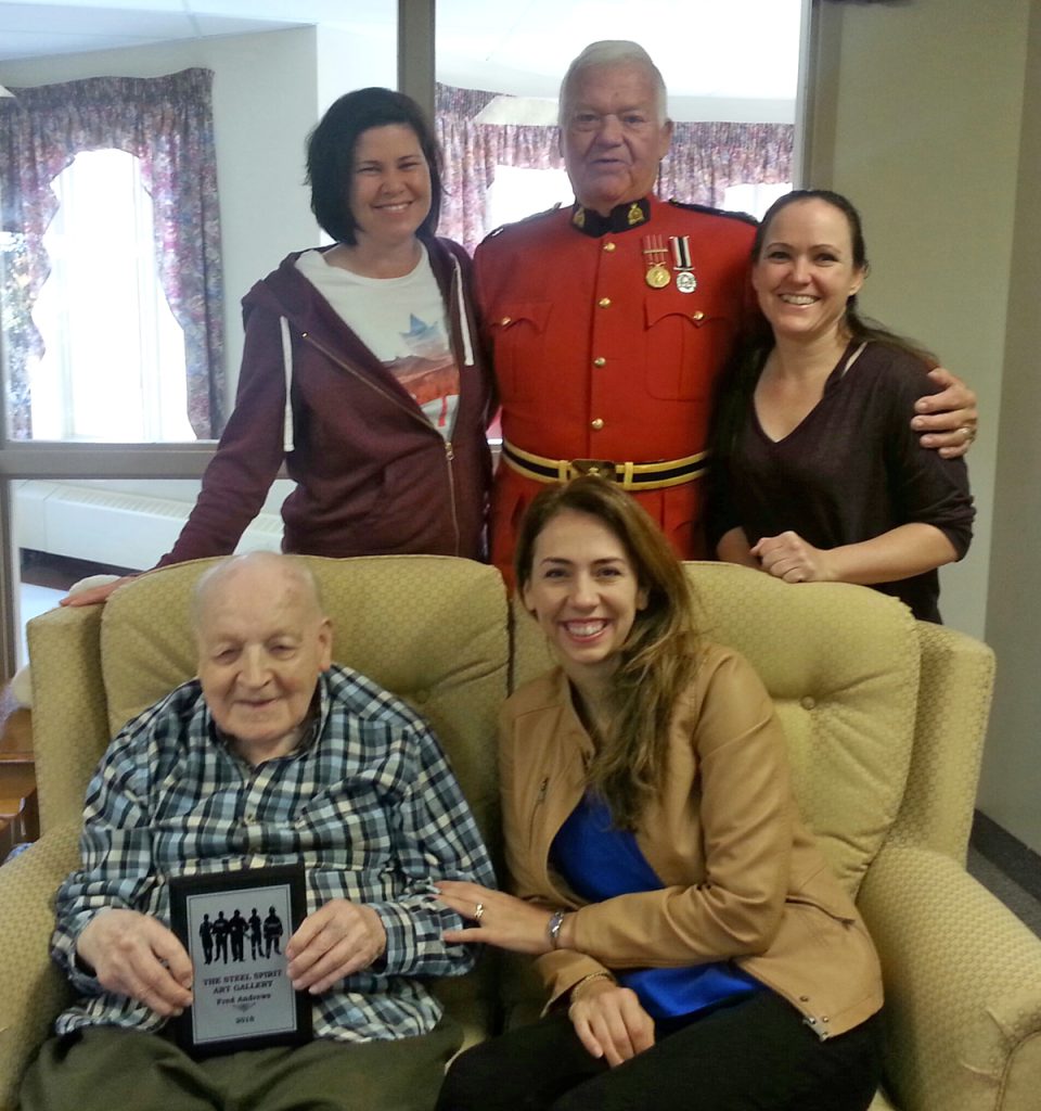 Members of The Steel Spirit meet with poet Fred Andrews at Roberta Place Retirement Lodge long-term care facility in Barrie