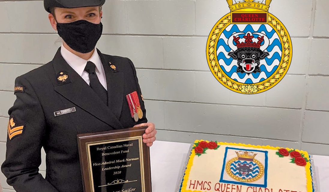 Vice-Admiral Mark Norman Leadership Award presented to HMCS Queen Charlotte sailor
