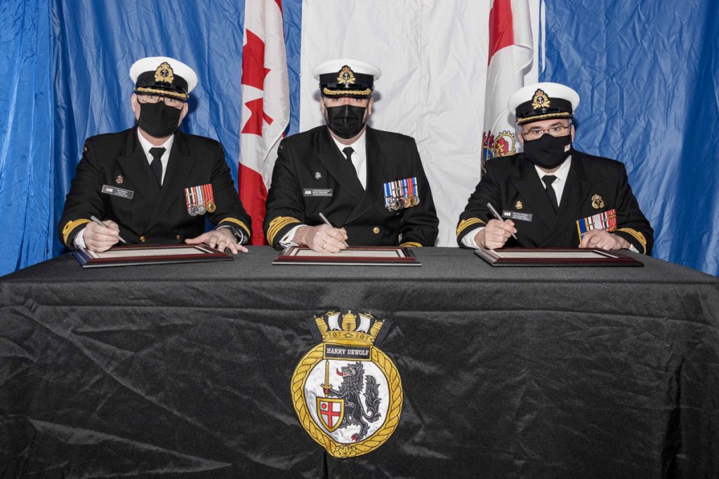 Change of Command ceremony for HMCS Harry DeWolf