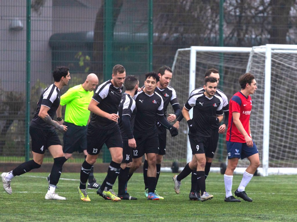 A friendly match between i2i Albion and Canadian Armed Forces (wearing black) at Haxby Road on Dec. 12 in North Yorkshire