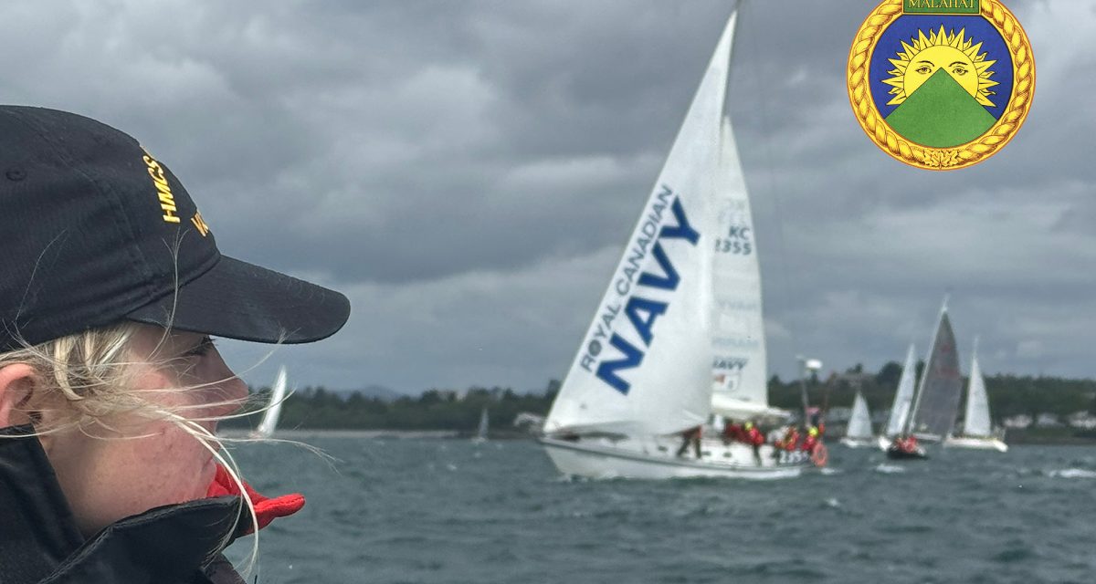 HMCS <em>Malahat</em> on station for windy start to 79th Swiftsure Yacht Race
