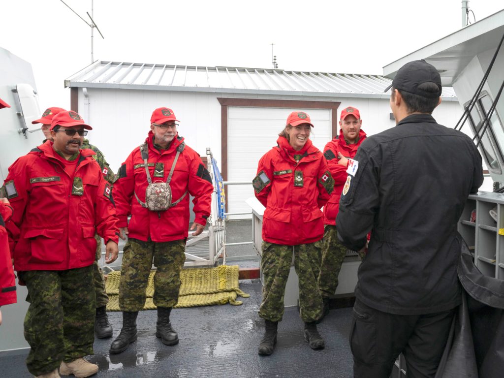 Canadian Rangers with the 4th Canadian Ranger Patrol Group receive a briefing on operations as part of Exercise Sea Ranger 2. Photo: Sailor 3rd Class Jordan Schilstra