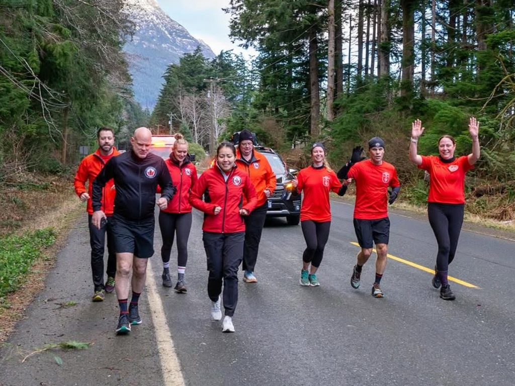 Runners of the 2024 Wounded Warrior Run BC begin their 8-day journey running across Vancouver Island.